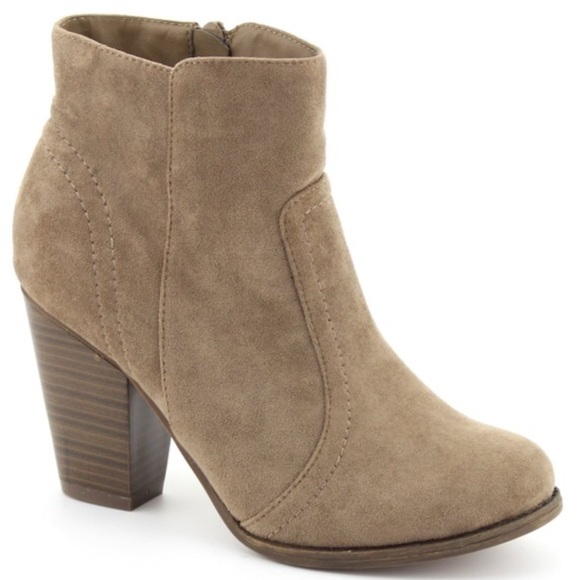Nature Breeze Shoes - Last 1! Nature faux suede Taupe 3.25” BOOTIE